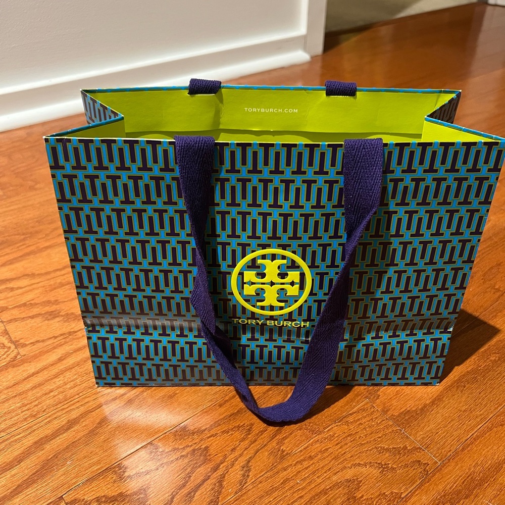 Tory Burch Patterned Blue and Yellow Tote